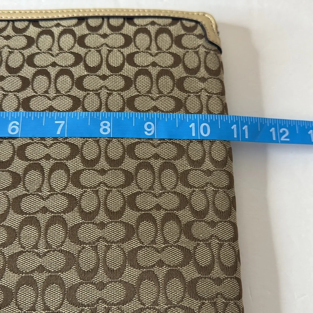 Coach Signature Tablet Sleeve Khaki Metallic